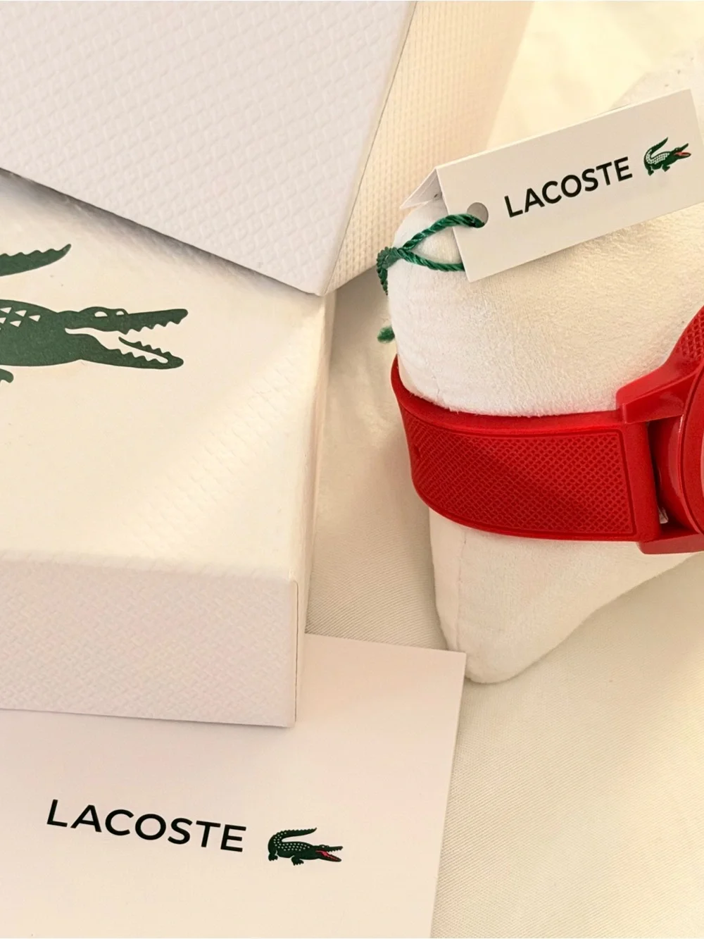 Lacoste Red Women's Silicone Strap Watch with Green Logo